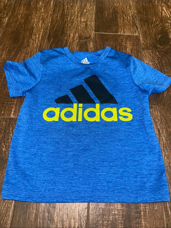 adidas Other - adidas Youth Heather Blue Tee with Yellow Logo